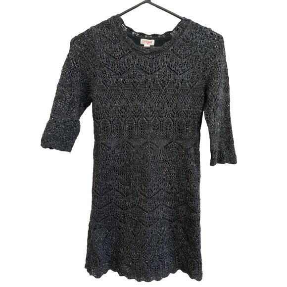 Cat & Jack‎ Girls Sparkly Black Multicolor Knit Holiday Sweater Dress Sz L 10/12 - Picture 1 of 7